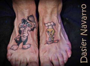 Comic Tattoo Silvester und Tweety