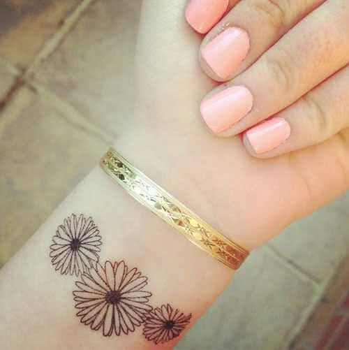 Tattoo drei Blumen Handgelenk
