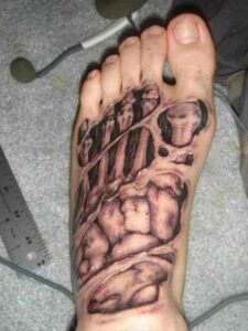 3D Skelett Fuss Tattoo Idee