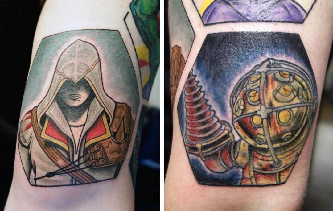 Tattoo Assassins Creed und Bioshock Big Daddy