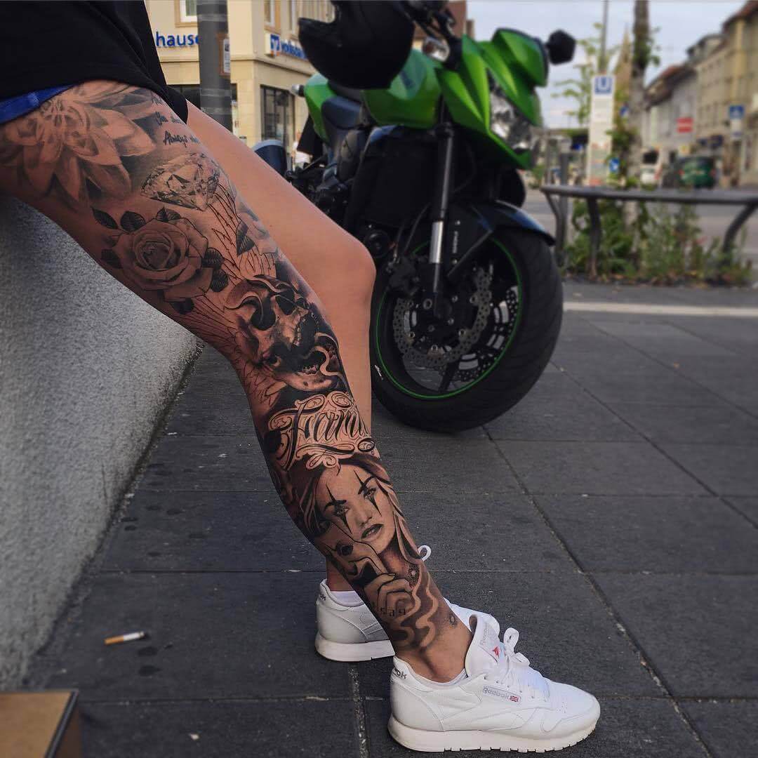 Frauen bein tattoo banknatisi: Tattoo