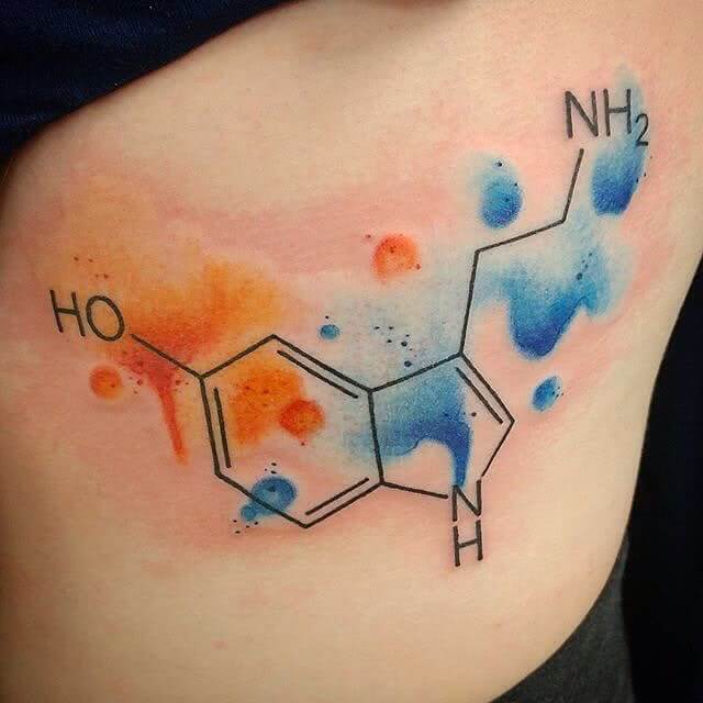 Tattoo Chemische Verbindung Watercolor Bauch