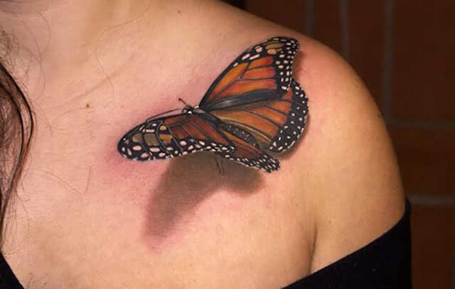 Tattoo Farbiger 3D Schmetterling