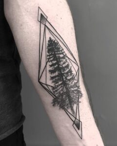 Geometrisch Dotwork Baum auf dem Arm