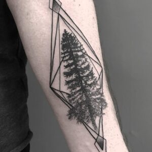 Geometrisch Dotwork Baum auf dem Arm