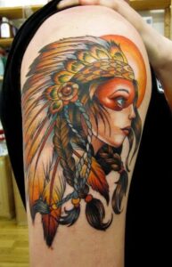Indianer Frau mit Häuptlingskrone