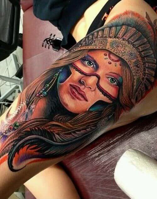 Tattoo Indianerin Gesicht