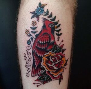Kanarienvogel mit Blumen