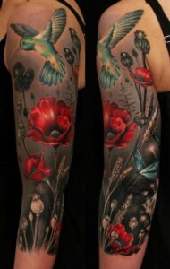 Kolibri und Mohnblumen Sleeve