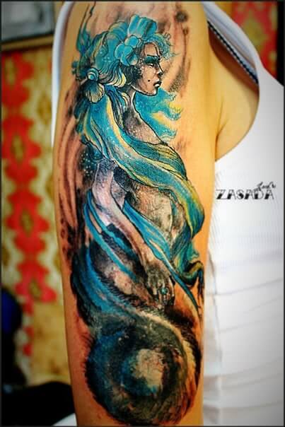 Meerjungfrau mit blauen Haaren