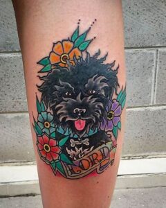 Oldschool Hund und Blumen