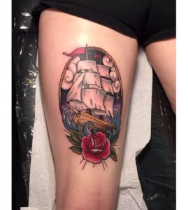 Oldschool Schiff und Rose