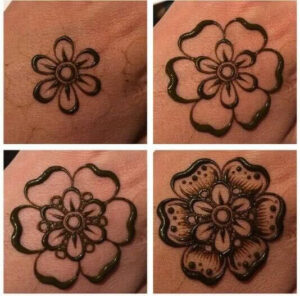 Prozess eines Henna Tattoos – Muster Blume