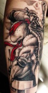 Raphael Ninja Turtles Comic Tattoo Motiv am Bein