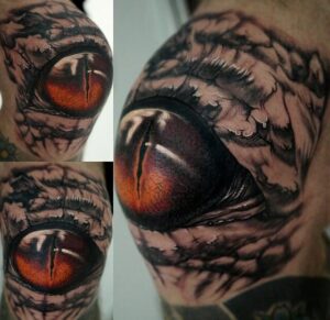 Realistisches Auge auf Knie