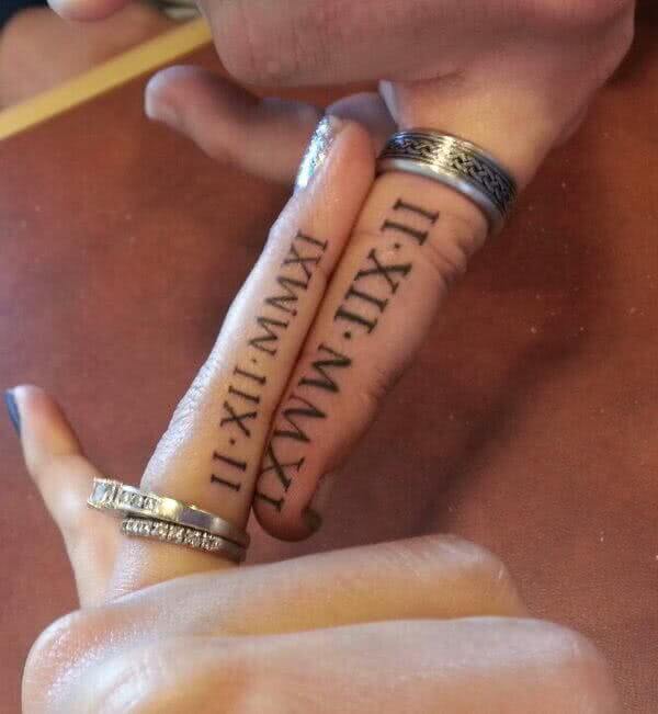 Tattoo Rümische Zahlen auf dem Finger