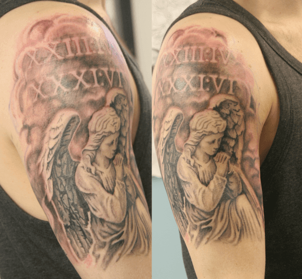 Tattoo Römische Zahlen und Engel