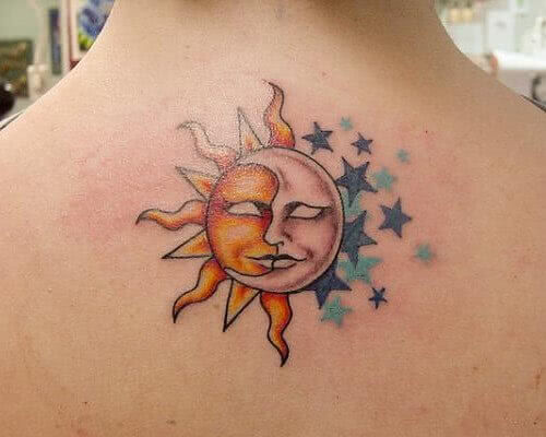 Tattoo Sonne, Mond und Sterne