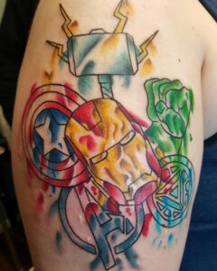 Thor, Captain America, Hulk Avengers Tattoo