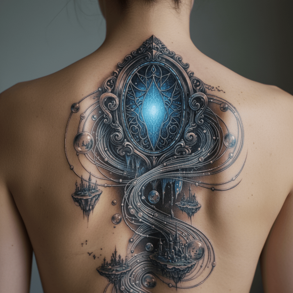 3D dreamscape tattoo: Breathtaking design on women’s backs