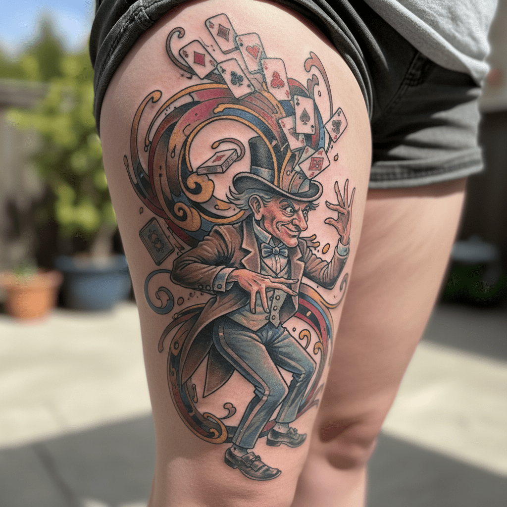 Dessin de tatouage mystique de magicien pour femmes : Un chef-d&rsquo;œuvre de l&rsquo;art oldschool et newschool