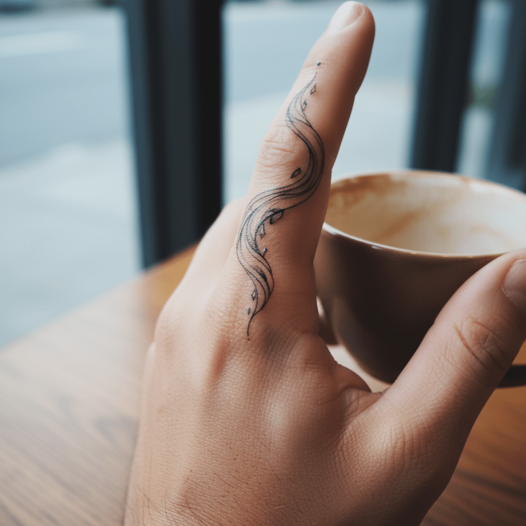 Diseño minimalista y contemporáneo de tatuaje en el dedo para hombre