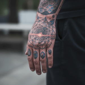 Elégance technique et chaos créatif : tatouage de main futuriste pour hommes