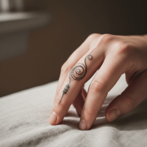 Elegant finger tattoo: sophistication in line and shape