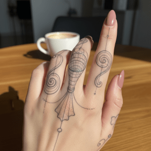 Fascinating finger tattoo template: Elegant design with depth and character