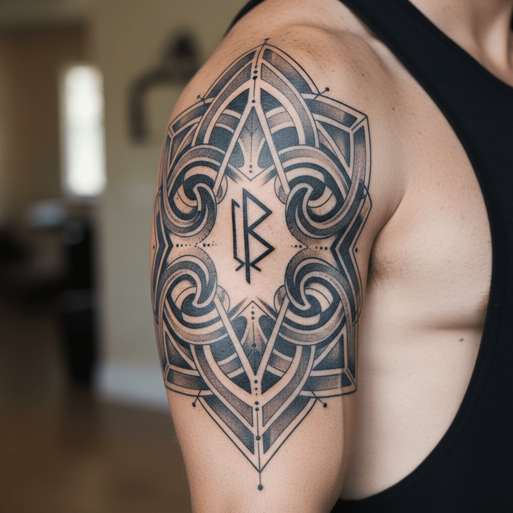 Geometric arm tattoos for men: expressive symbols and mysticism
