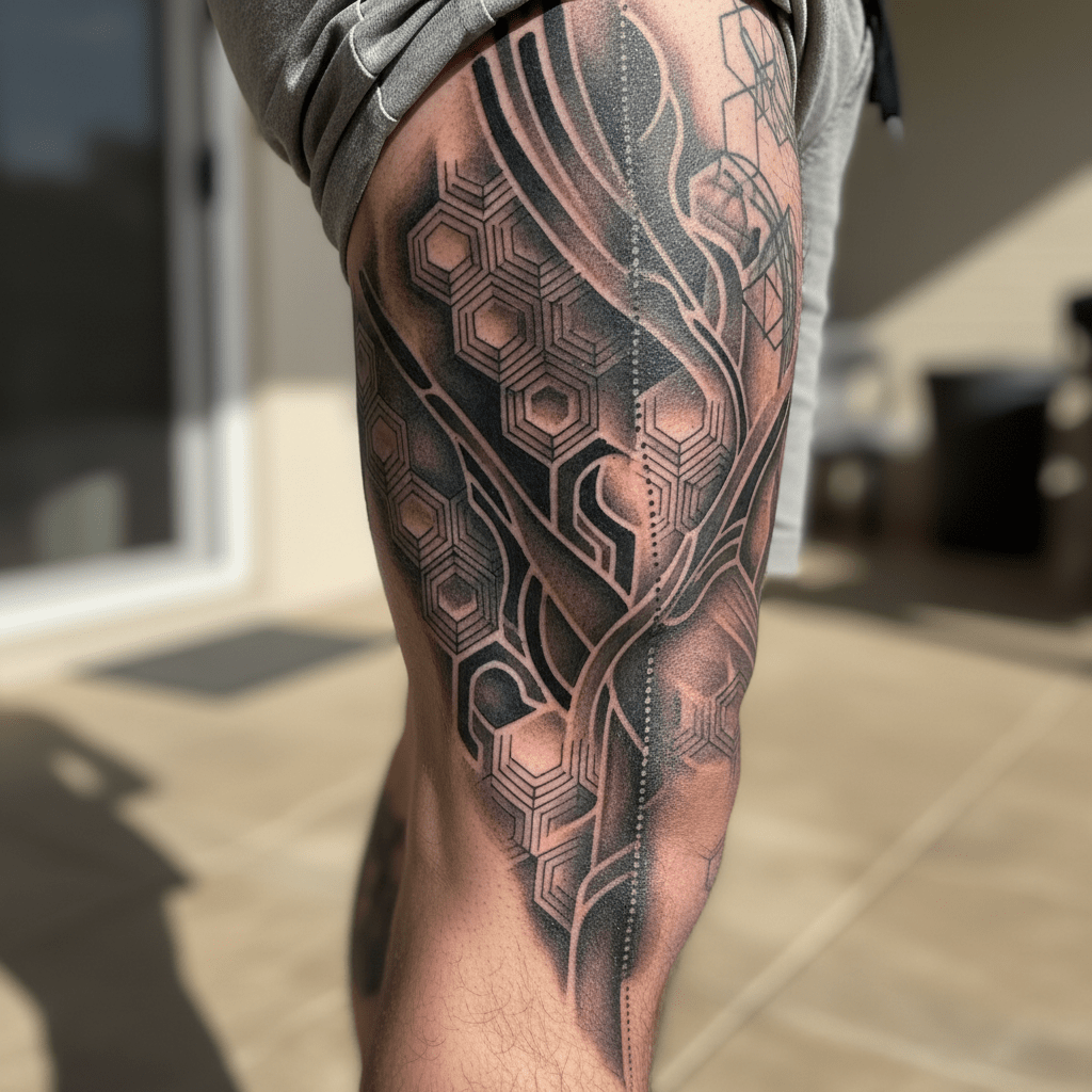 Geometrisches Cover-Up-Tattoo für Männer: Moderne Eleganz und maskuline Stärke