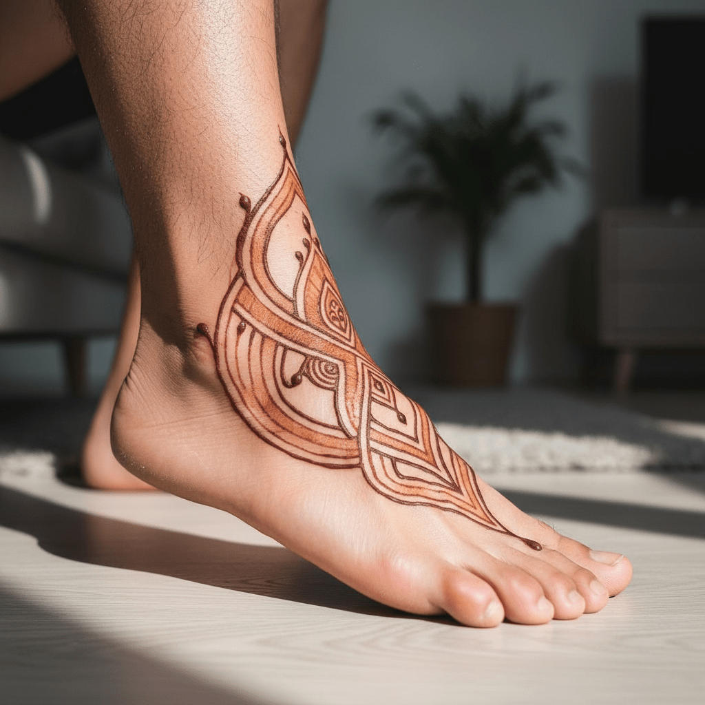 Masculine elegance: innovative henna design for men’s feet