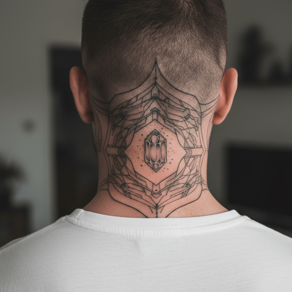 Masculine elegance: symbiosis of power and art in neck tattoo design