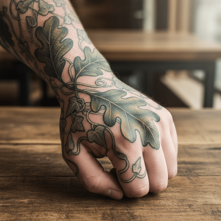 Maskuline Eleganz: Florales Hand-Tattoo Für Männer » Tattoovorlagen24.com