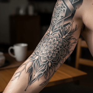 Magistral tatuaje de mandala con elegancia y efecto 3D