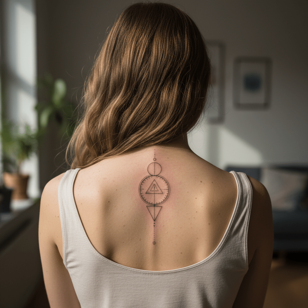 Minimalist back tattoo: elegant tattoo templates for women