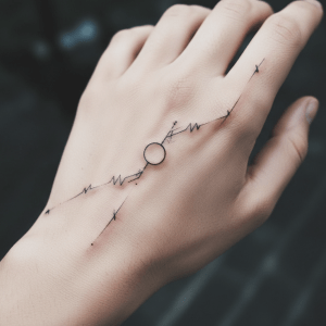 Tatuaje de geometría minimalista: elegancia en el dorso de la mano