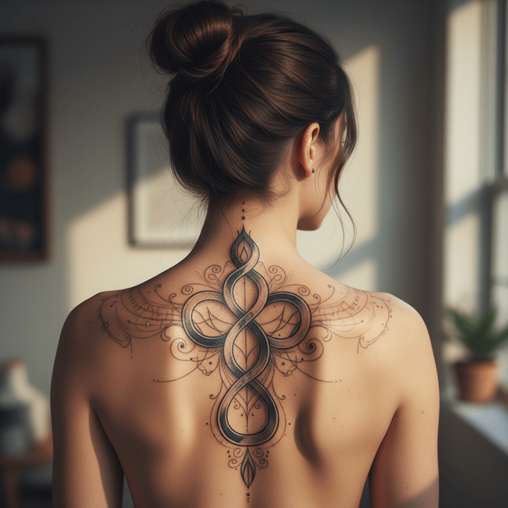 Rücken Tattoo-Design: Eleganz und Mystik vereint in zeitloser Kunst