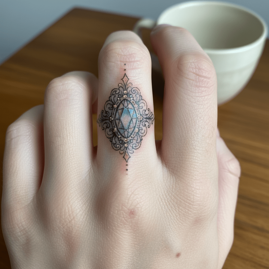 Tatouage de doigt élégant : l&rsquo;art du miroir français du 18ème siècle
