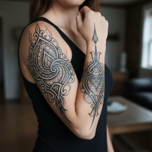 Tatouage tribal élégant pour bras de femme : La sensualité et l&rsquo;art réunis