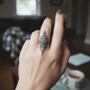 Tatouage tribal élégant pour les doigts des femmes : un art unique et une beauté intemporelle