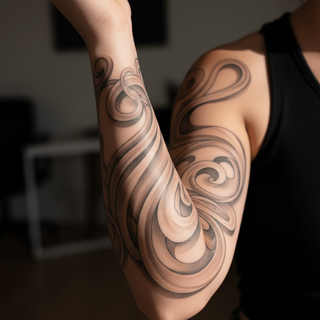Tatouage tridimensionnel pour le bras : élégance et design artistique pour les femmes