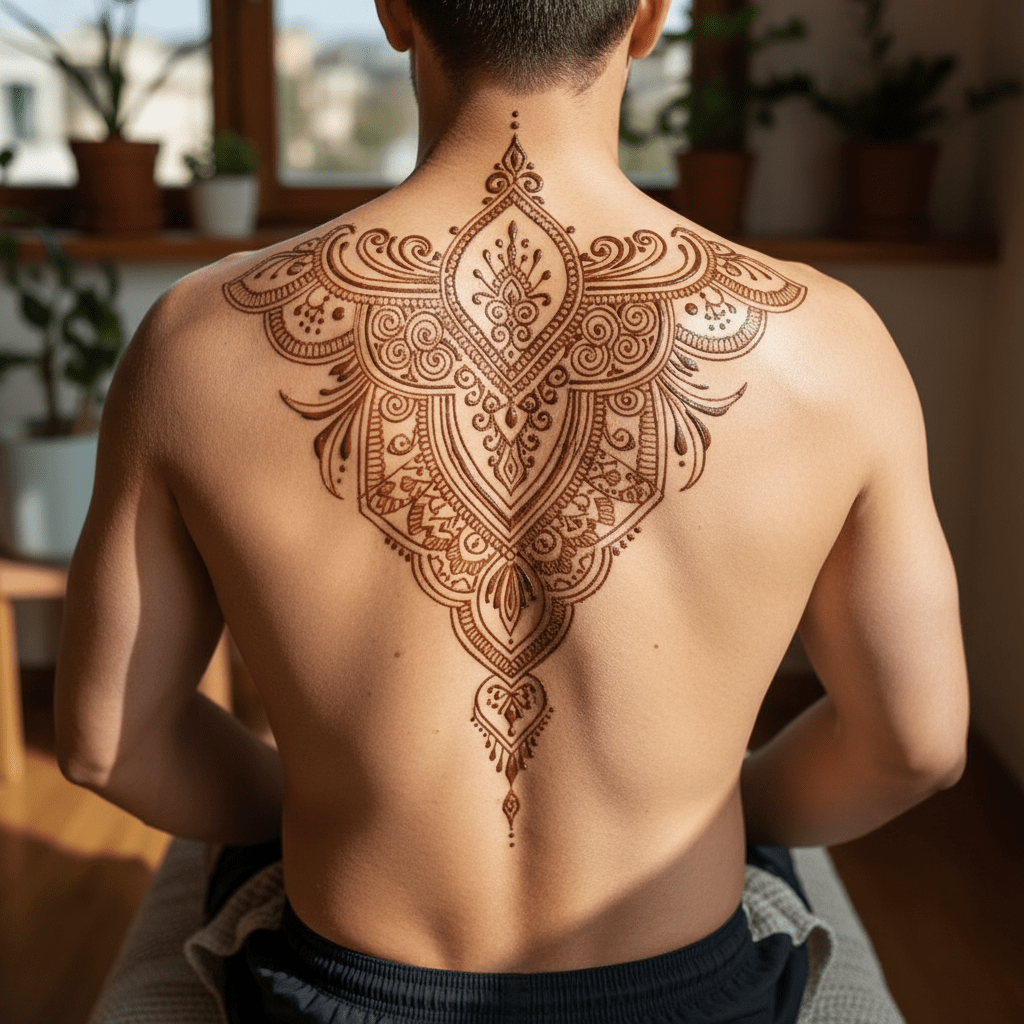 Tatuaje de henna en la espalda: la tradición se une a la modernidad en los motivos artísticos