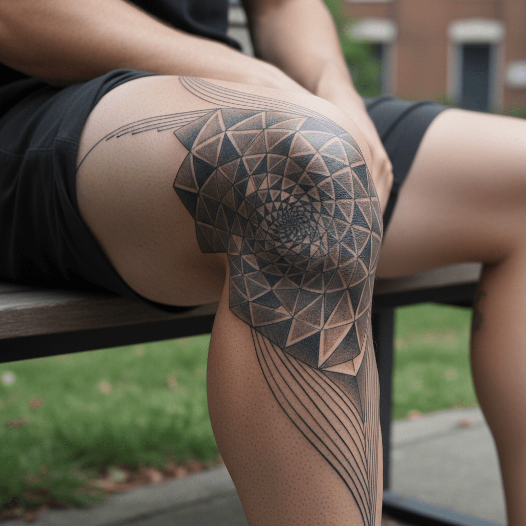 Tatuaje geométrico en la pierna: elegancia y fuerza combinadas