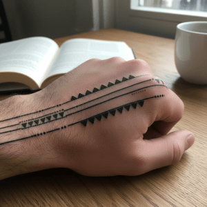 Tatuaje minimalista en la mano: elegancia geométrica para hombre