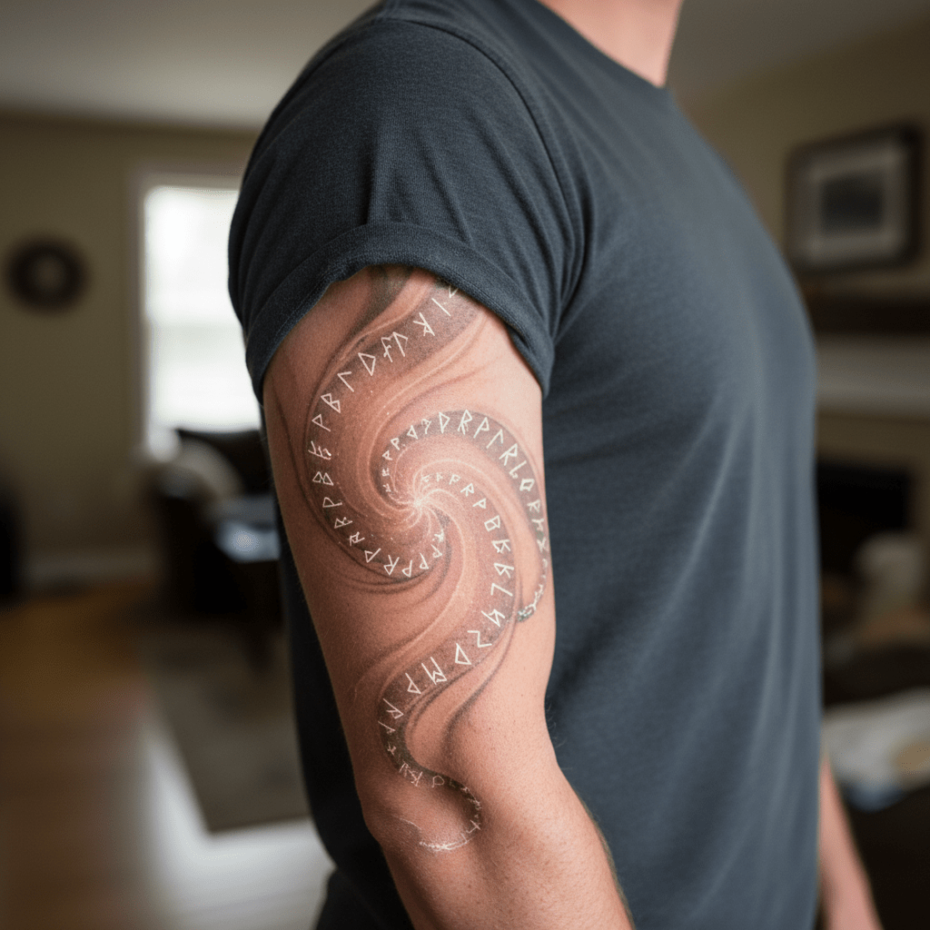 Tatuaje rúnico místico: fuerza y misterio en la piel