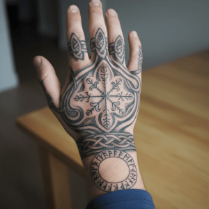 Dessin de tatouage viking et celtique : mysticisme et force réunis sur la main