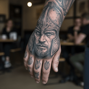 Warrior portrait: timeless tattoo art for men’s hands