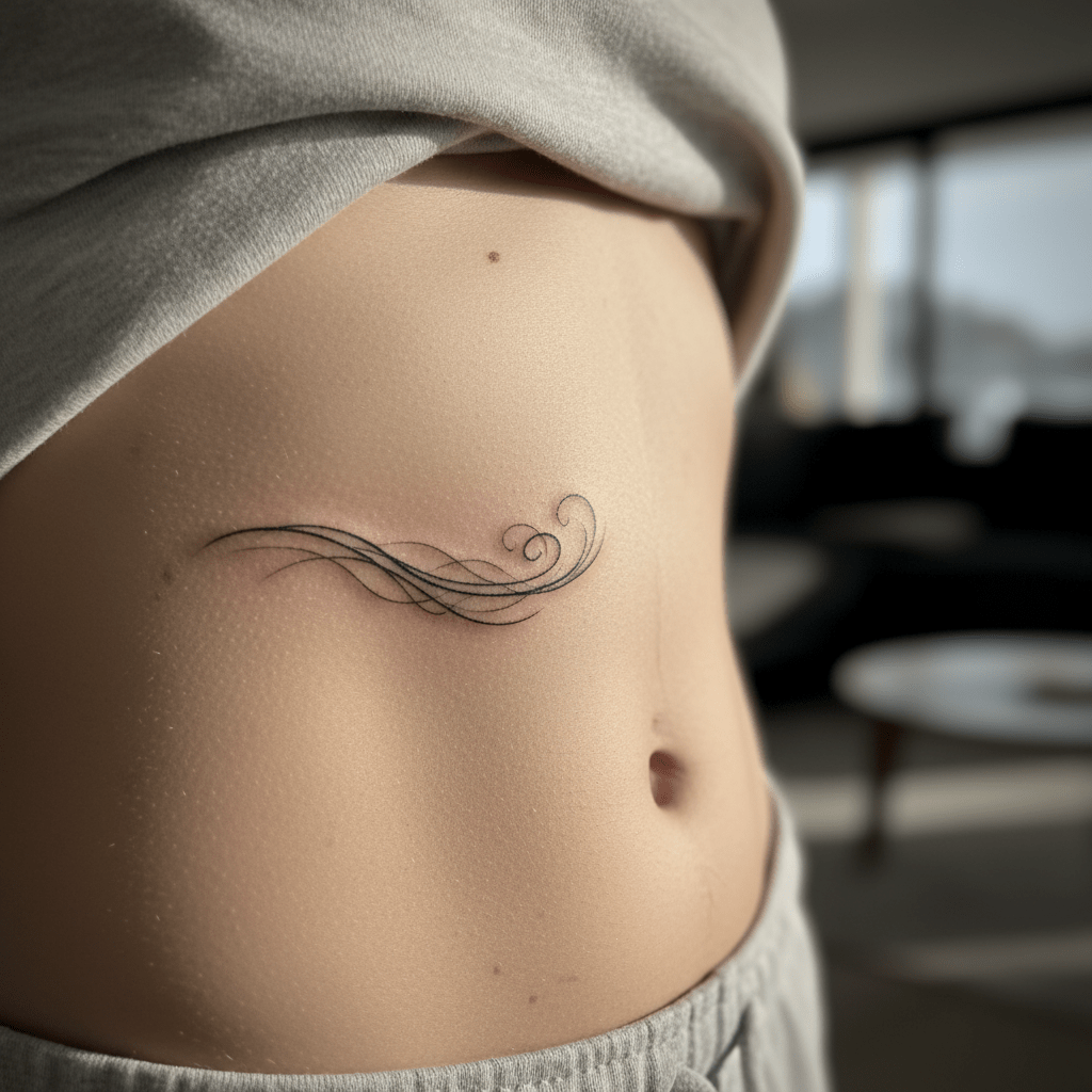 Zartes Windhauch-Tattoo: Minimalistische Eleganz auf weiblicher Haut