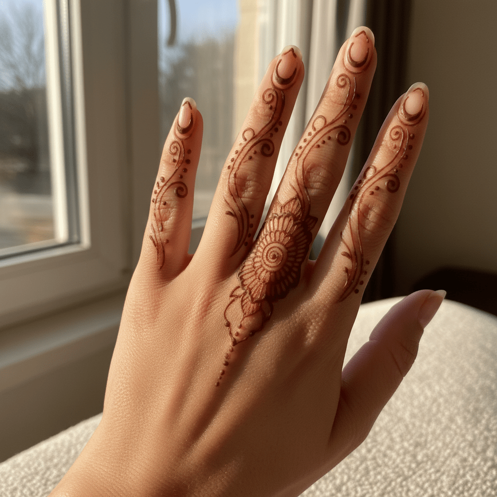 Elegante Henna-Finger-Tattoos: Filigrane Kunst für moderne Frauen